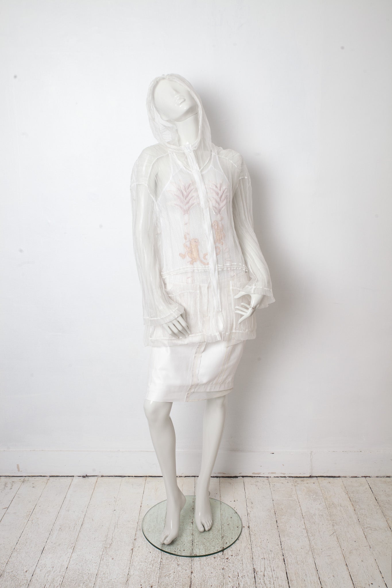 Krizia 80's organza jacket with hood