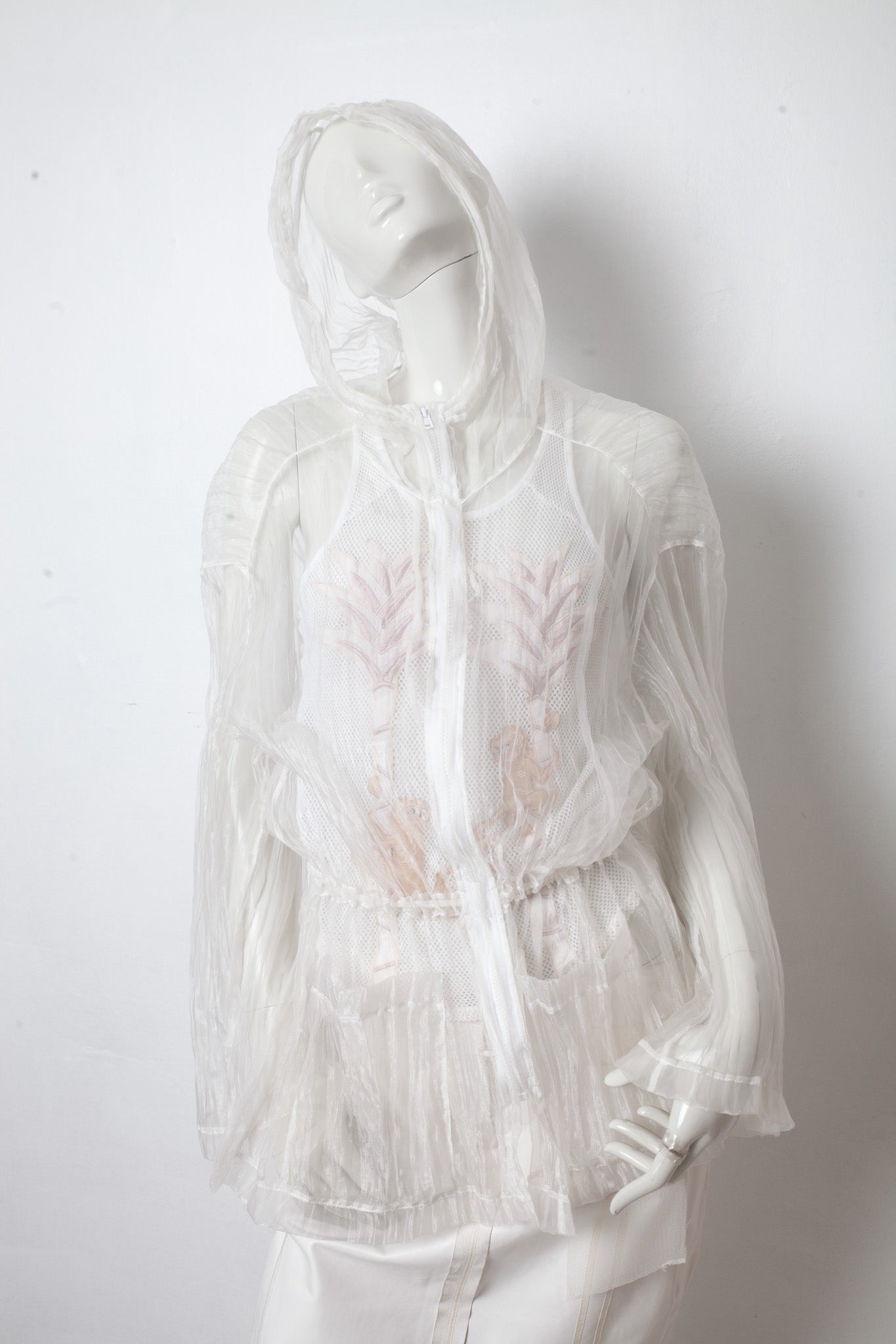 Krizia 80's organza jacket with hood