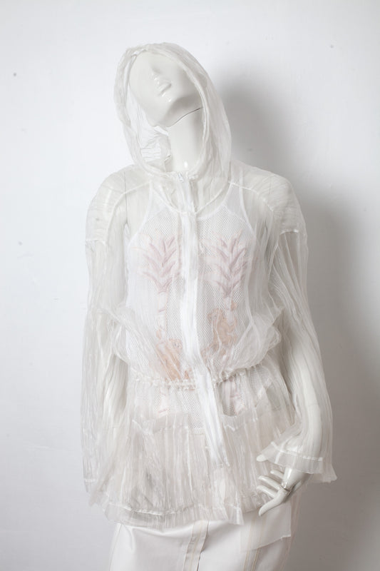 Krizia 80's organza jacket with hood