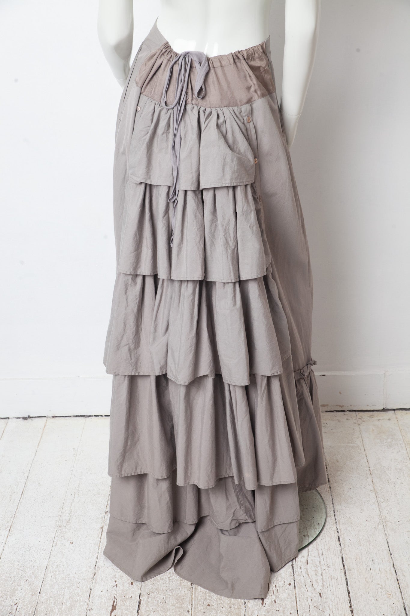 Veronique Branquinho SS 2008 brown ruffled layered maxi skirt