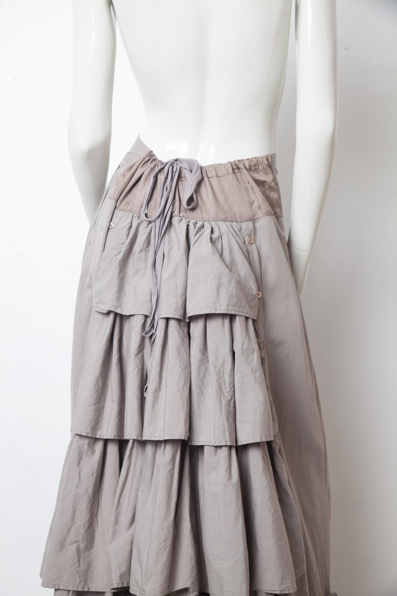 Veronique Branquinho SS 2008 brown ruffled layered maxi skirt