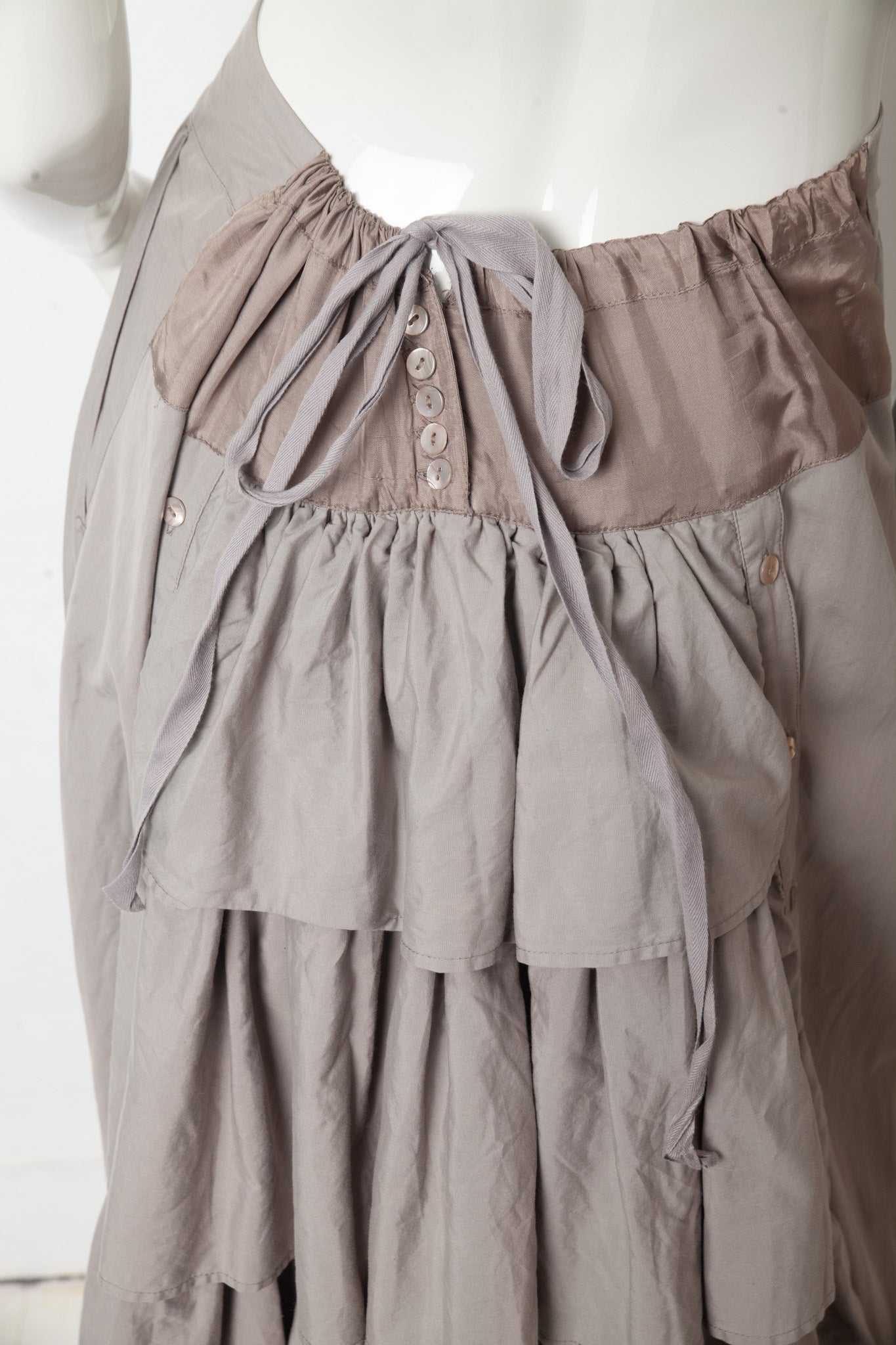 Veronique Branquinho SS 2008 brown ruffled layered maxi skirt
