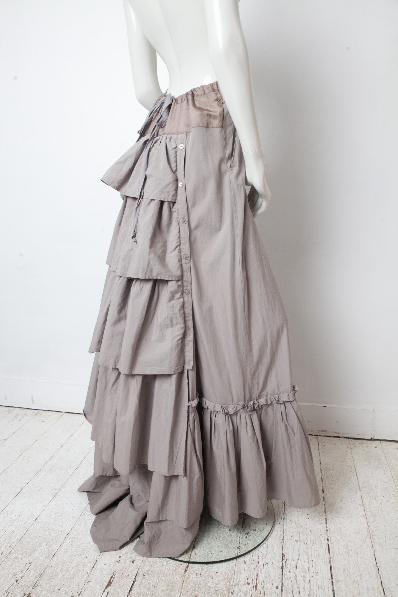 Veronique Branquinho SS 2008 brown ruffled layered maxi skirt