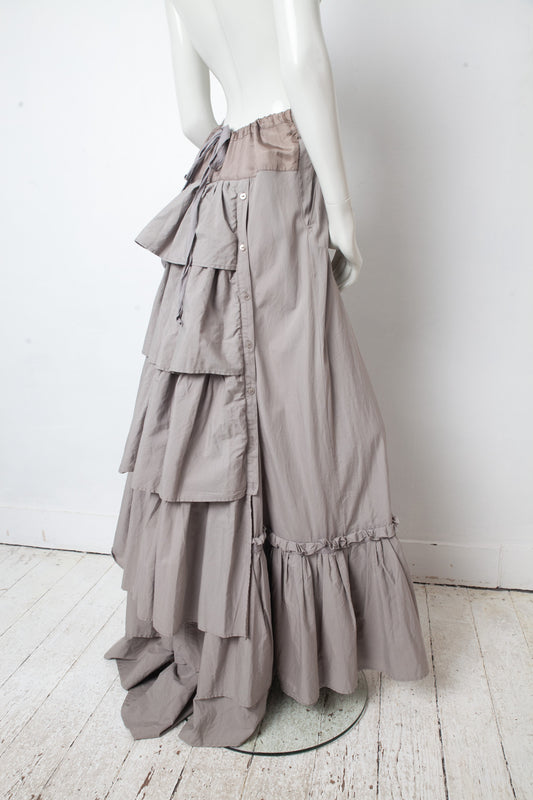 Veronique Branquinho SS 2008 brown ruffled layered maxi skirt