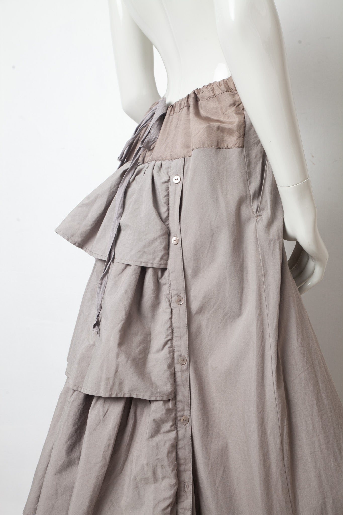 Veronique Branquinho SS 2008 brown ruffled layered maxi skirt