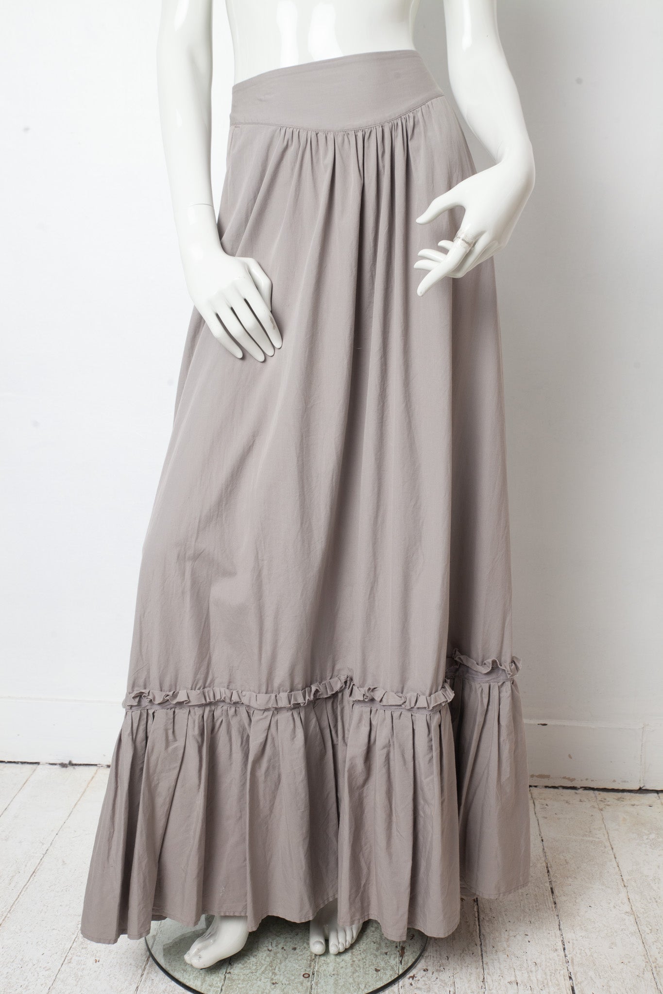 Veronique Branquinho SS 2008 brown ruffled layered maxi skirt