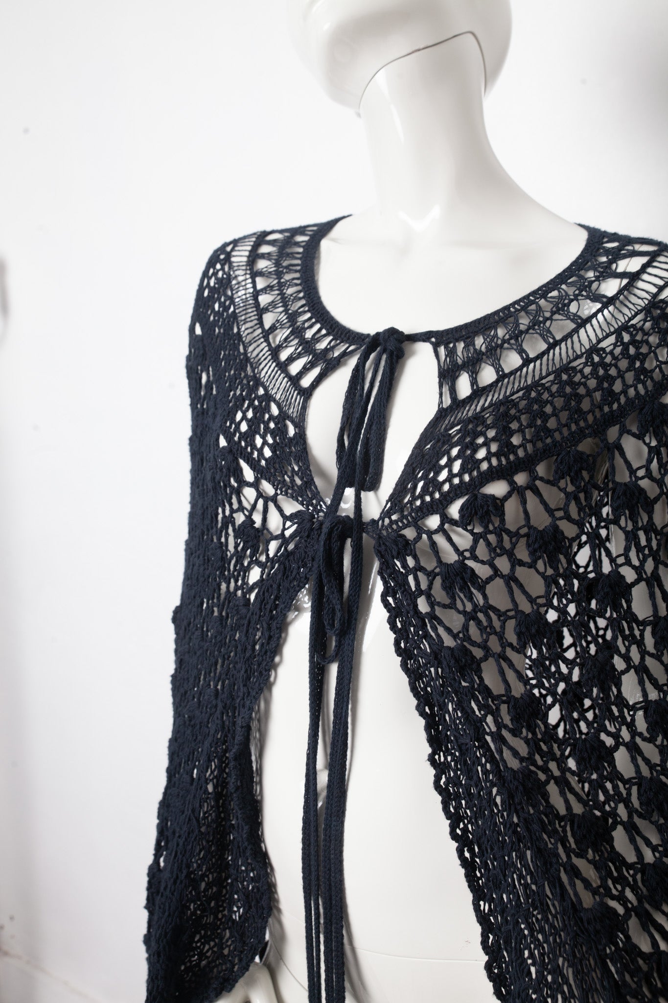 Veronique Branquinho FW 2014 large knit petrol blue cape