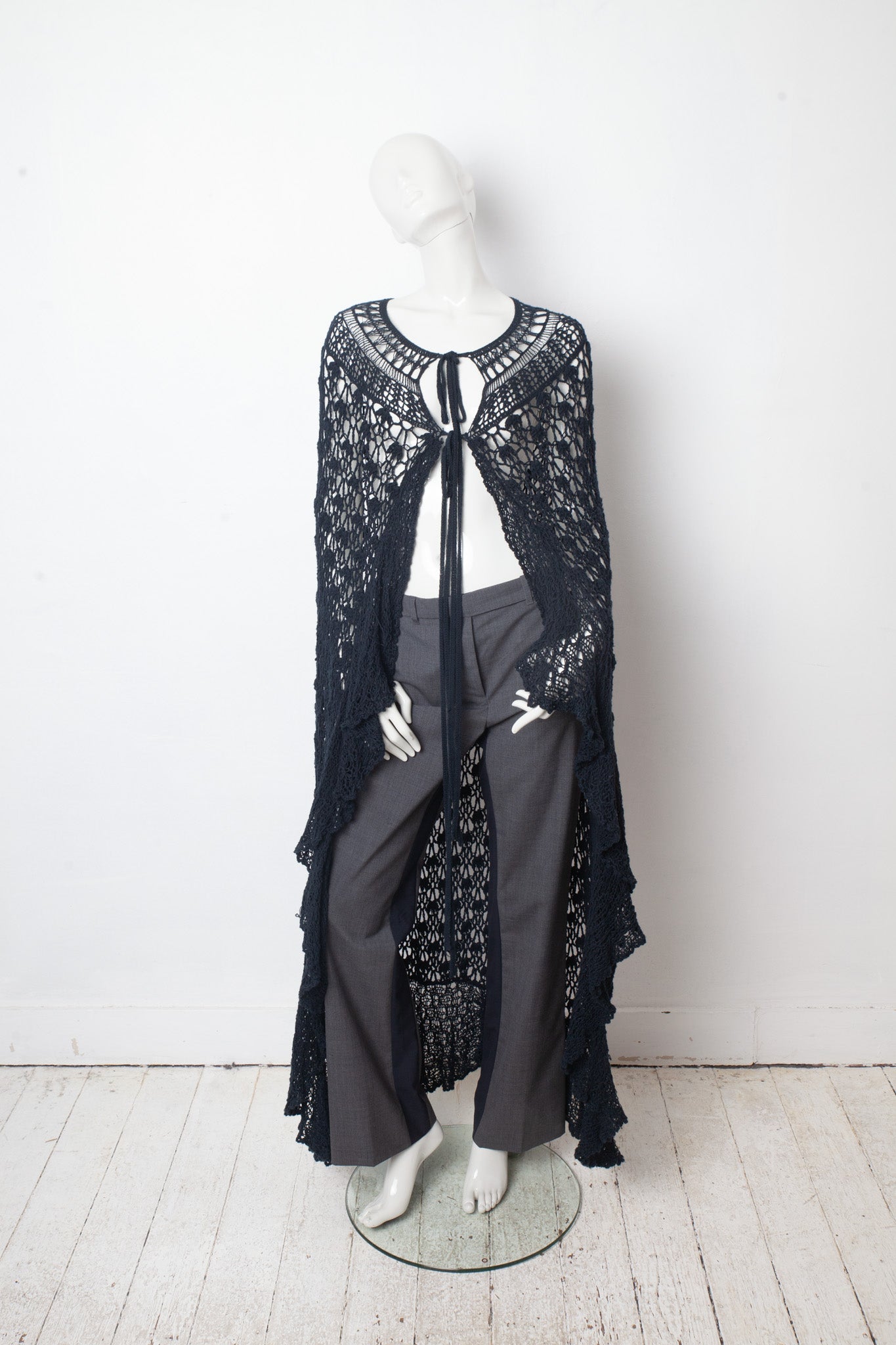 Veronique Branquinho FW 2014 large knit petrol blue cape