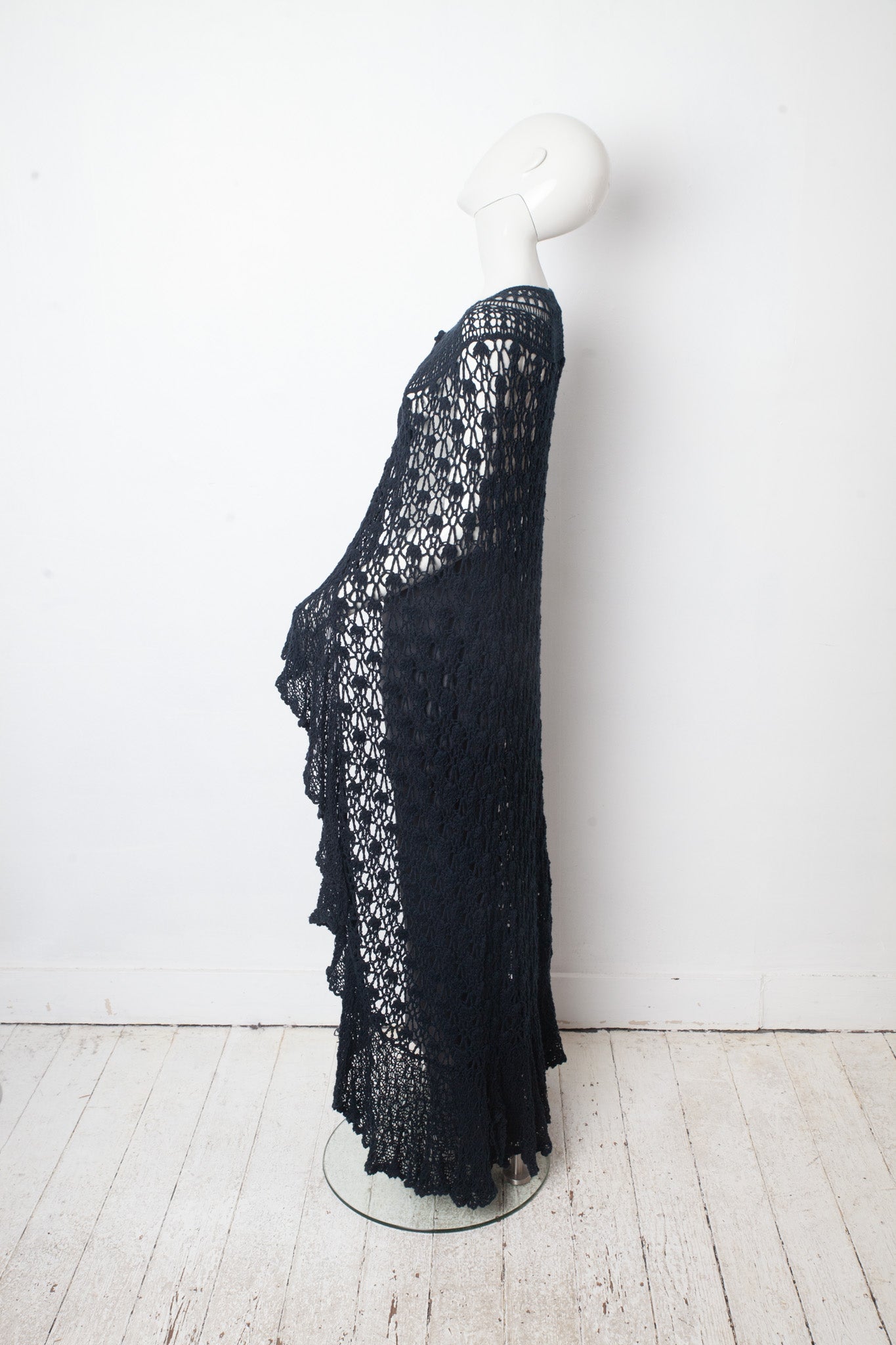 Veronique Branquinho FW 2014 large knit petrol blue cape