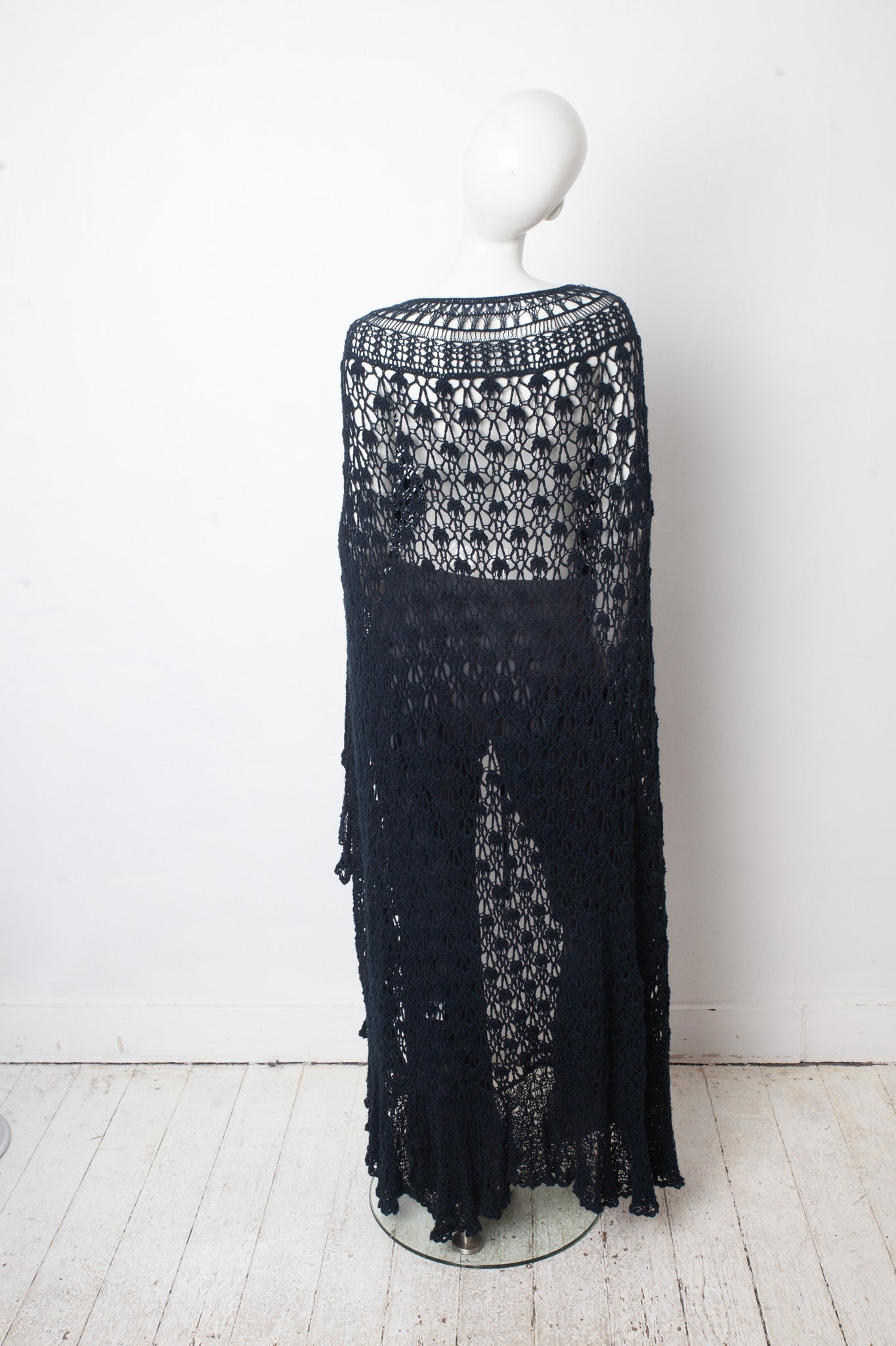 Veronique Branquinho FW 2014 large knit petrol blue cape