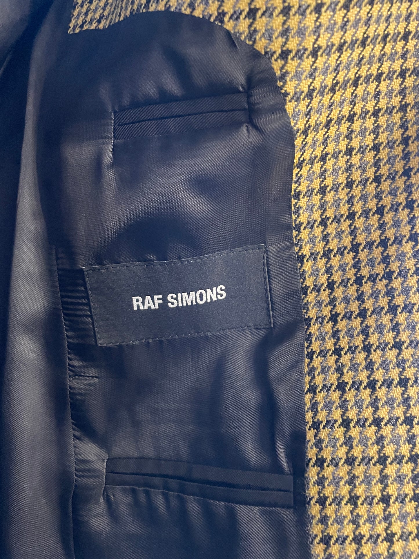 Raf Simons FW 2018 yellow checkered wool pantsuit