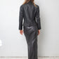 Balmain 2000's pigskin leather blue grey jacket with brass zippers