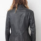 Balmain 2000's pigskin leather blue grey jacket with brass zippers