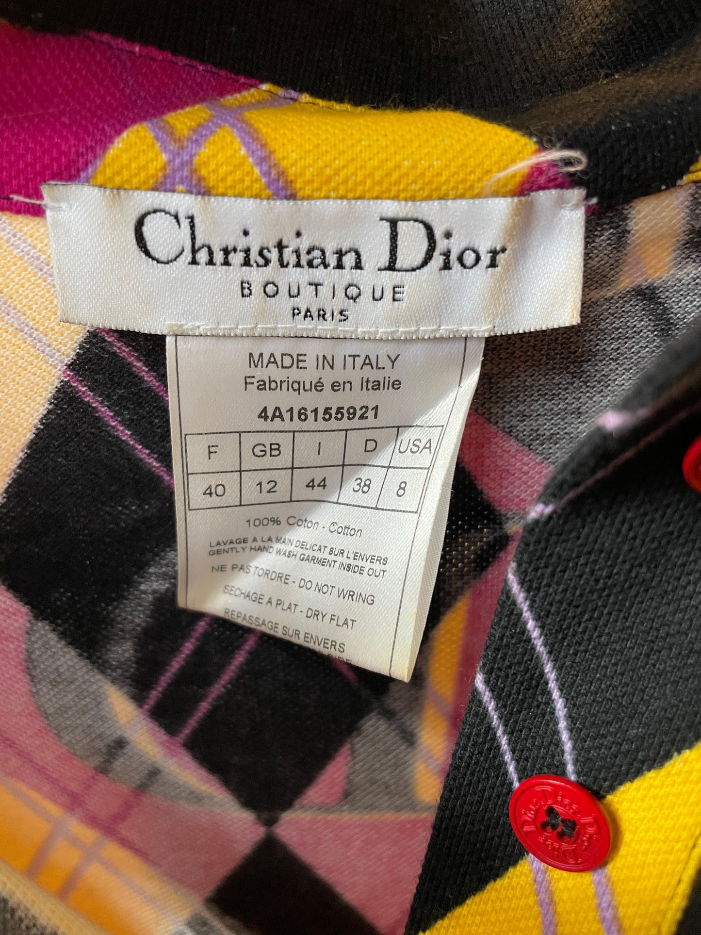 Christian Dior SS 2005 argyle print sleeveless polo shirt