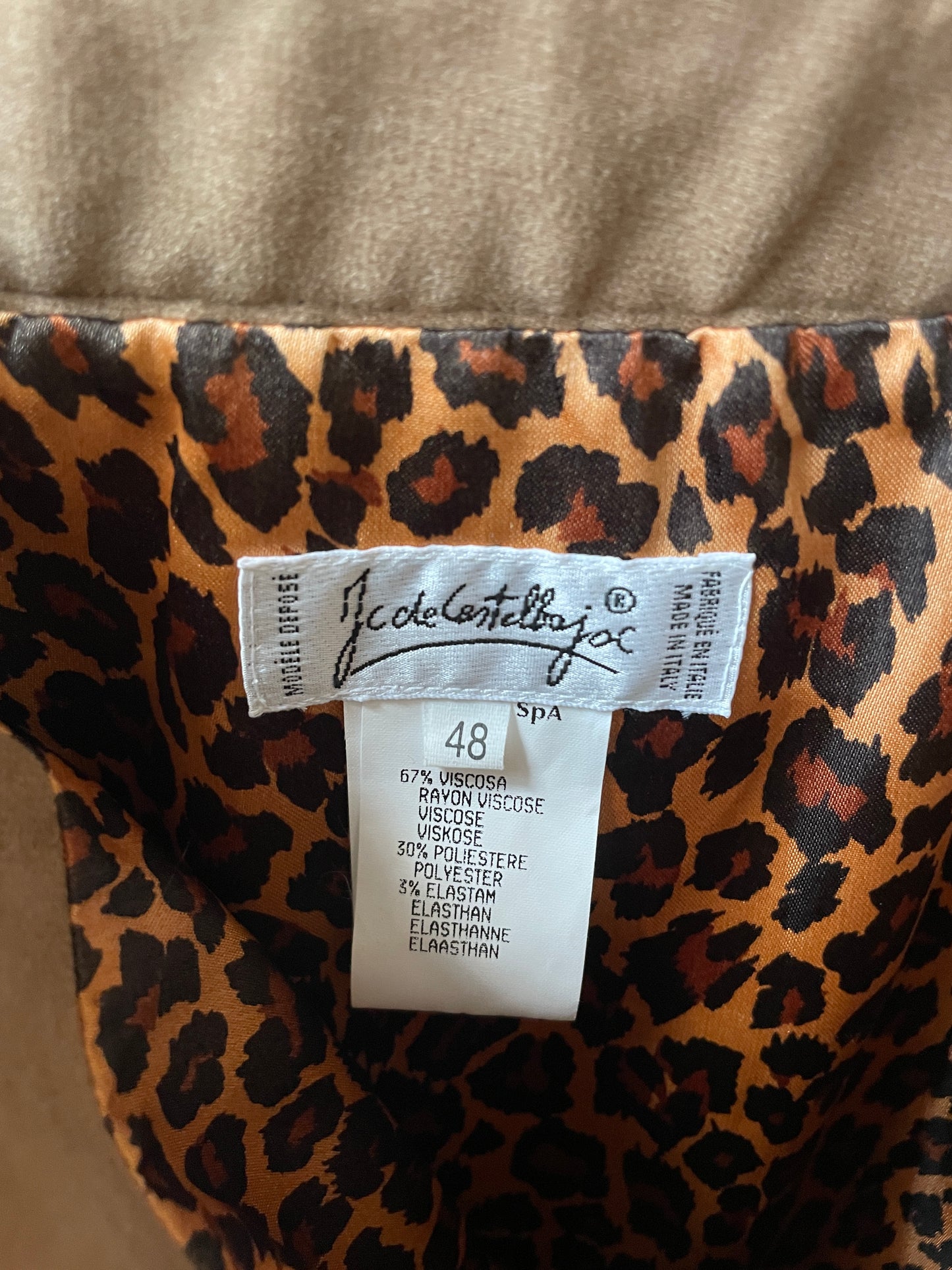 Jean Charles de Castelbajac 90's velvet beige maxi skirt with leopard lining