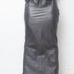Exte 2000's dark blue silver leather maxi skirt