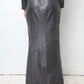 Exte 2000's dark blue silver leather maxi skirt