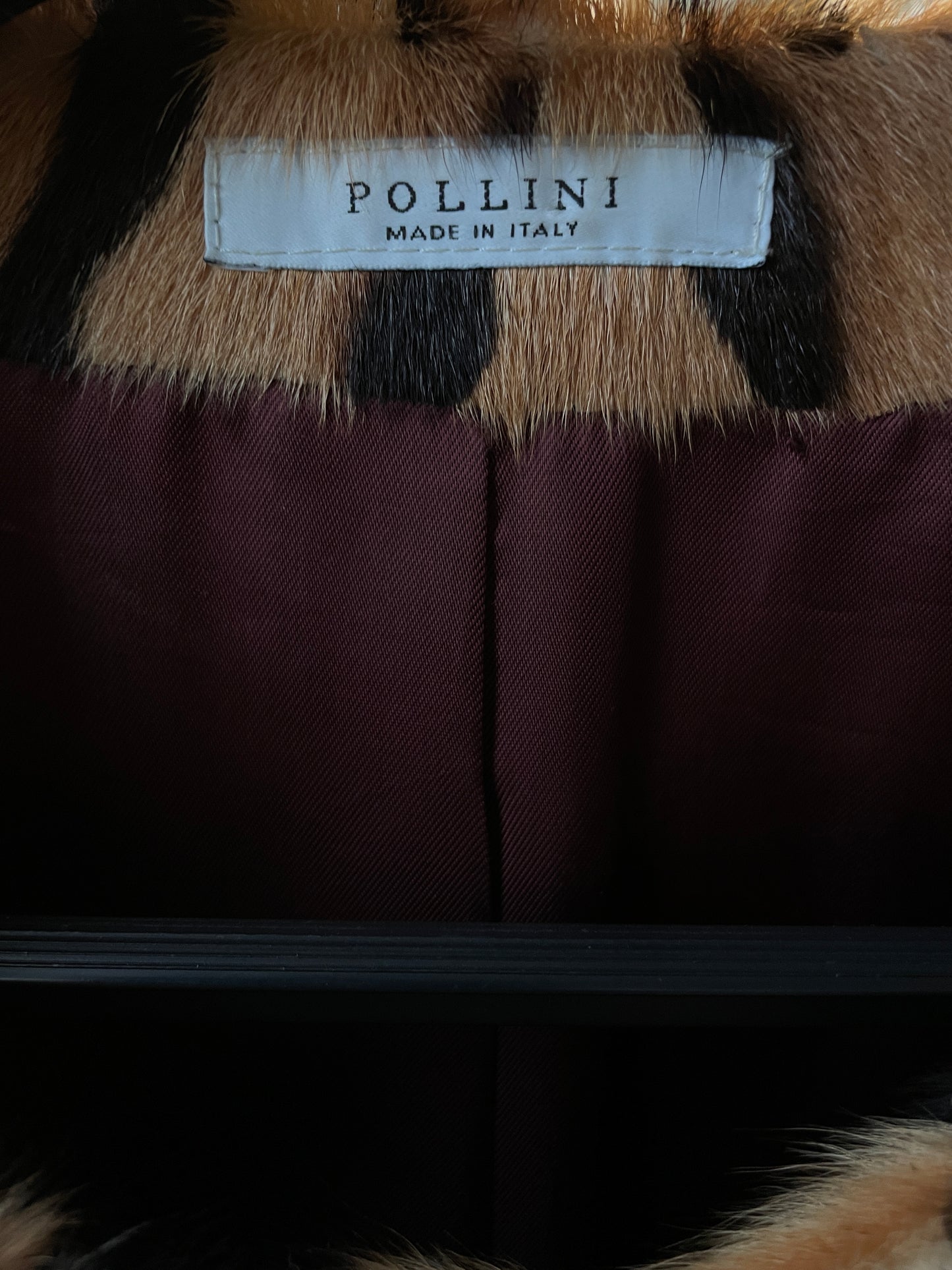 Pollini 2000's goat fur coat with leopard print