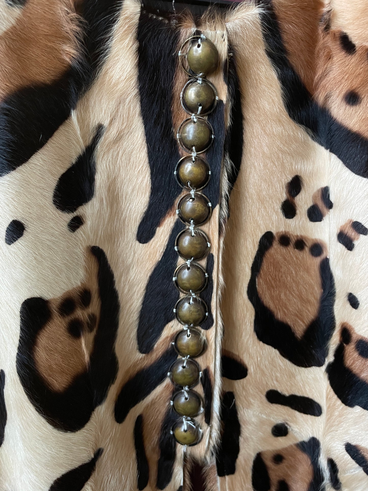 Pollini 2000's goat fur coat with leopard print