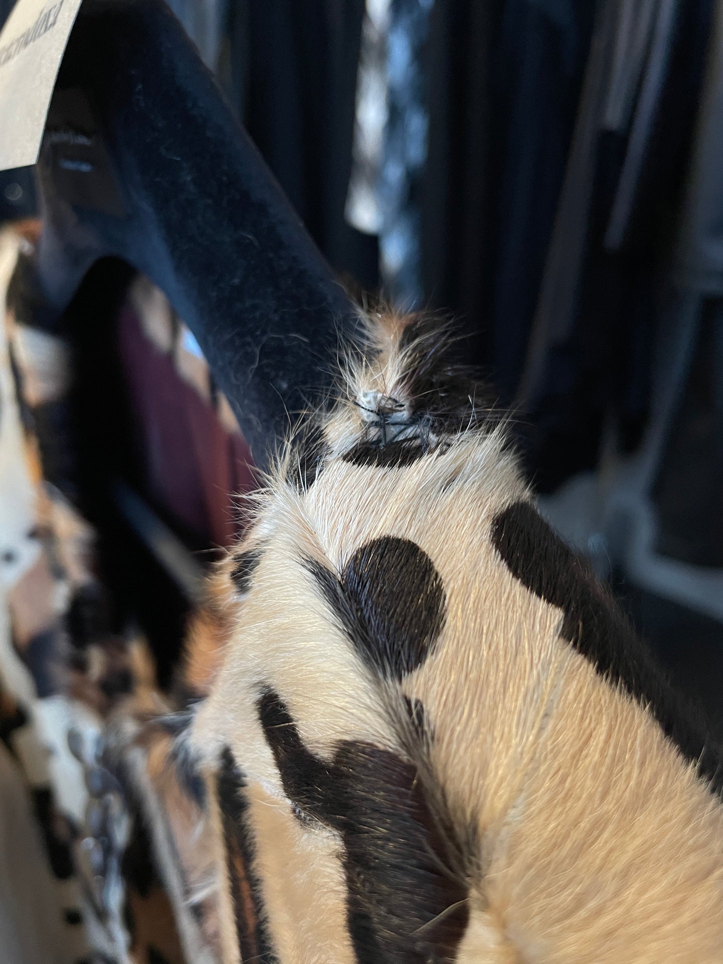 Pollini 2000's goat fur coat with leopard print