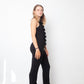 Ter & Bantine 2000's black flared jumpsuit with row of bows