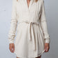Veronique Branquinho FW 20002 cream corduroy shirt dress with belt