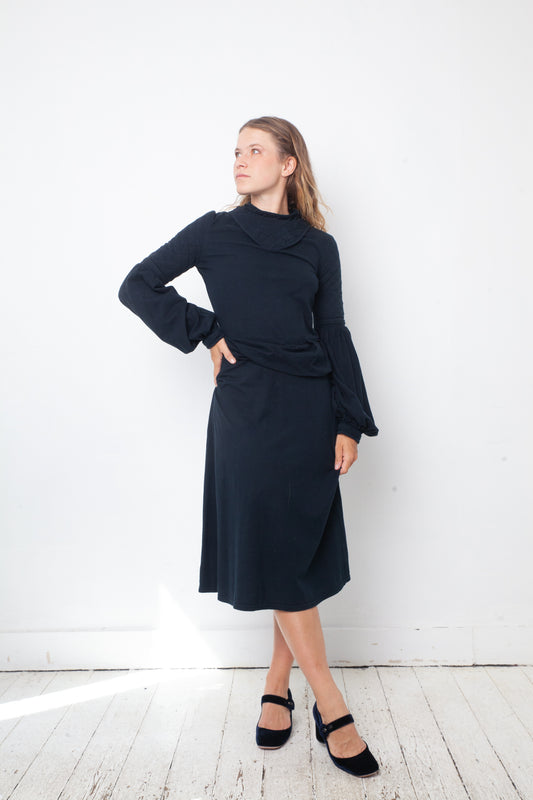Christian Wijnants 2000's petrol blue "medieval" type cotton dress
