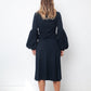 Christian Wijnants 2000's petrol blue "medieval" type cotton dress