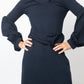 Christian Wijnants 2000's petrol blue "medieval" type cotton dress