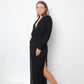 Damir Doma 2000's black silky sheer dress with deep V neck with lace trim