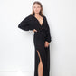 Damir Doma 2000's black silky sheer dress with deep V neck with lace trim