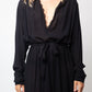 Damir Doma 2000's black silky sheer dress with deep V neck with lace trim