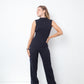 Dirk Bikkembergs 2000's low waist navy wool jumpsuit with open back and belt
