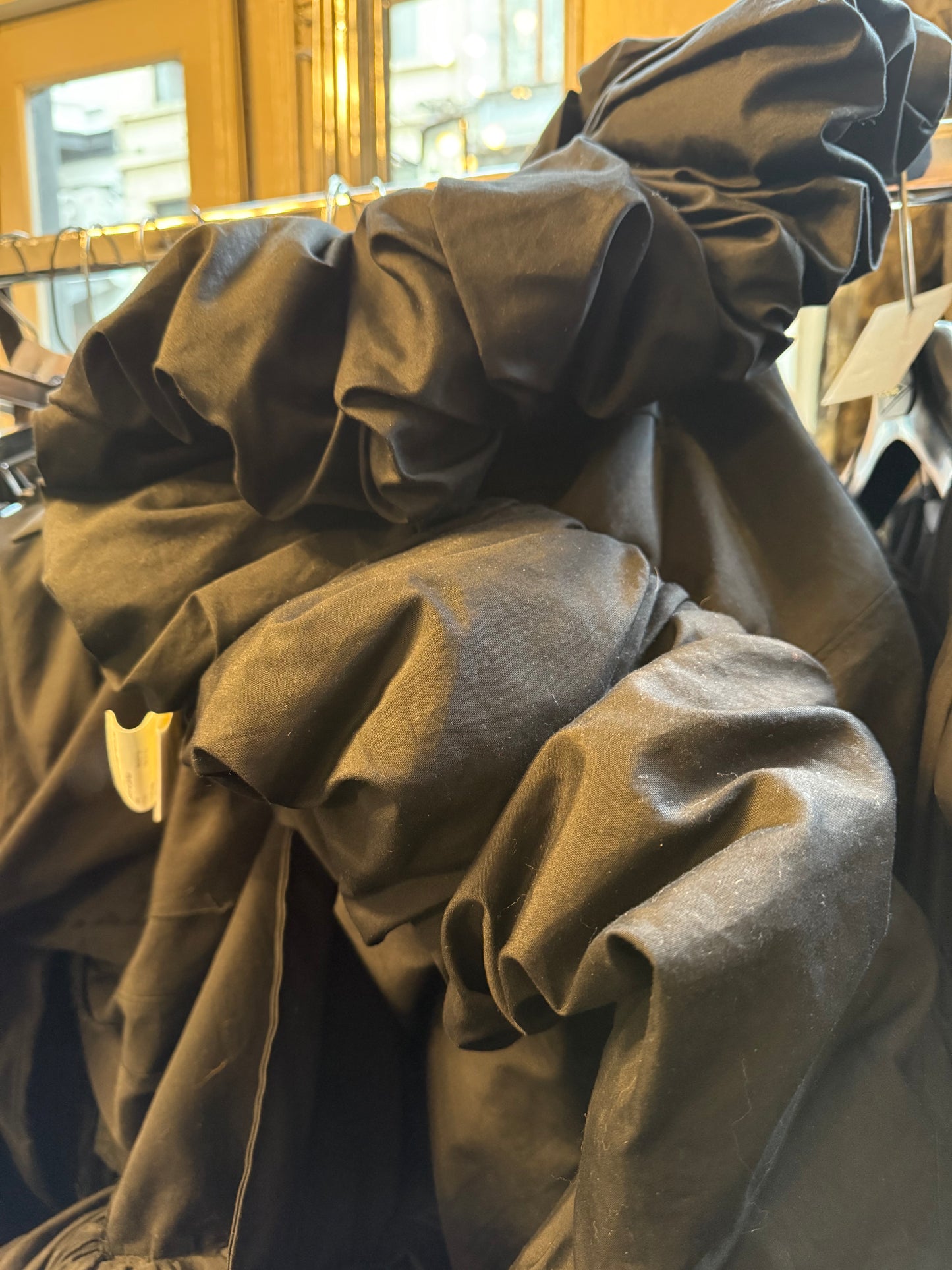 Comme des Garçons AD 2021 black cotton shirt dress with sculptural balloon hems