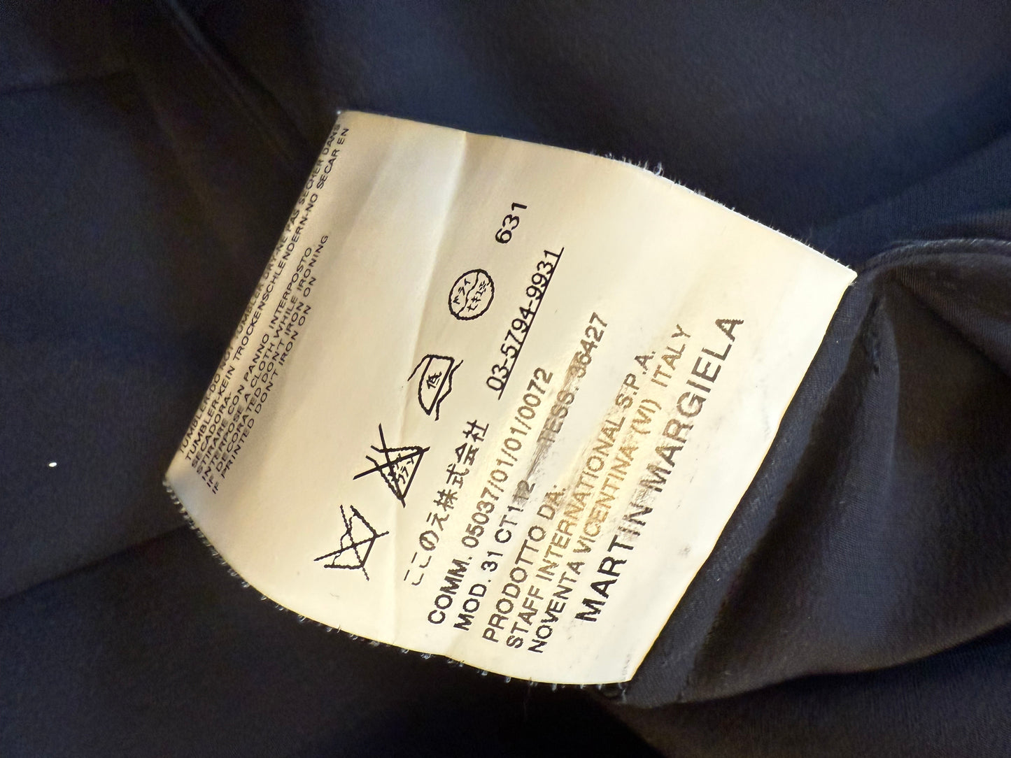 Margiela FW 2007 silk black button down shirt dress with attached tie