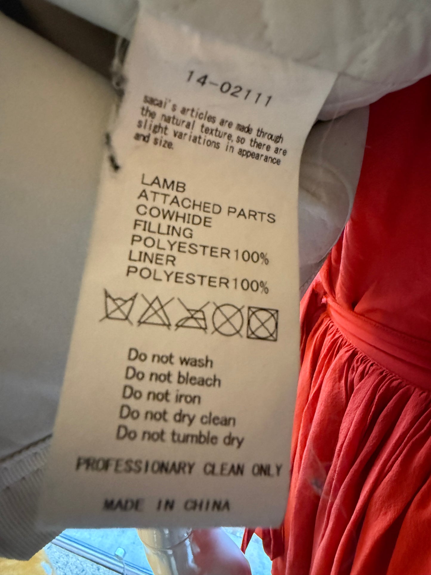 Sacaï Fall 2014 mongolian fur sleeveless leather jacket