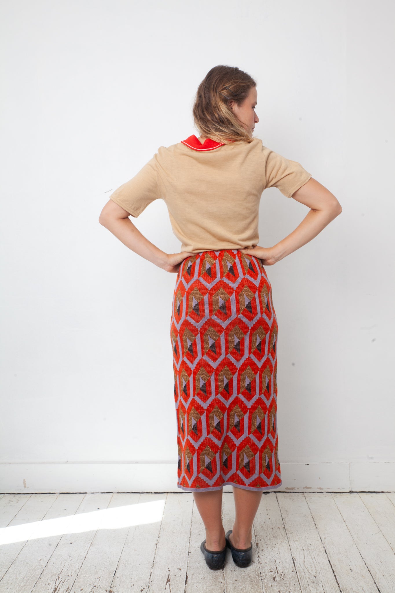Vintage 1950's Italian beige cotton polo with red collar and buttons