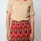 Vintage 1950's Italian beige cotton polo with red collar and buttons