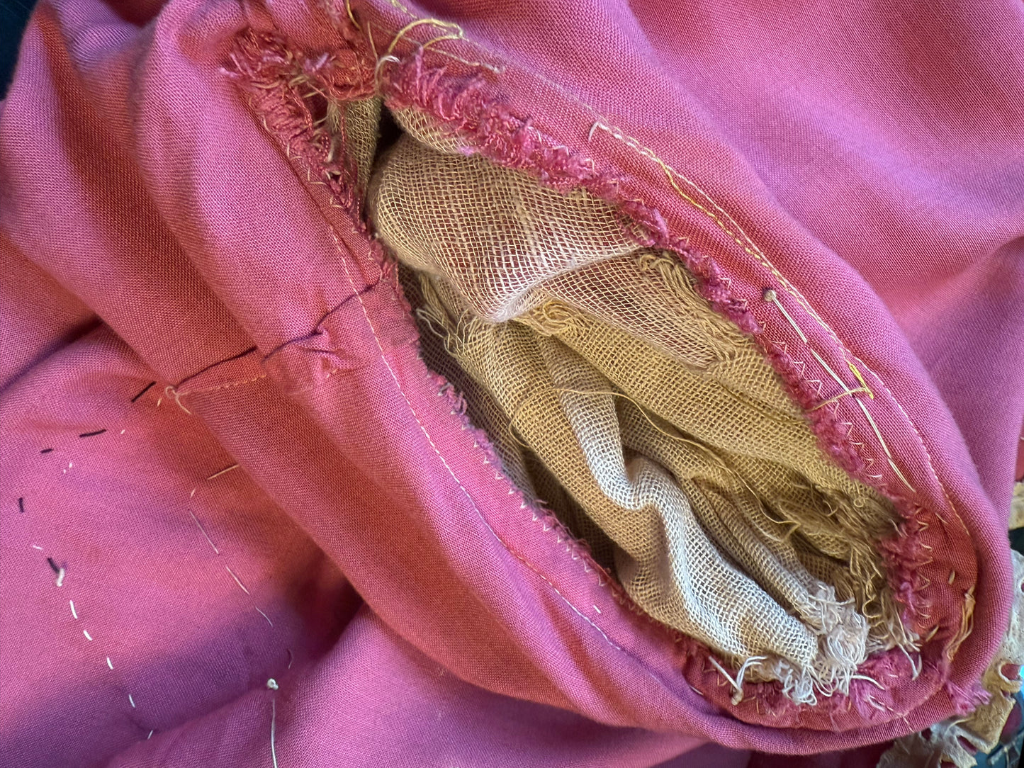 1920's pink theater costume with lace collar and flounce sleeves