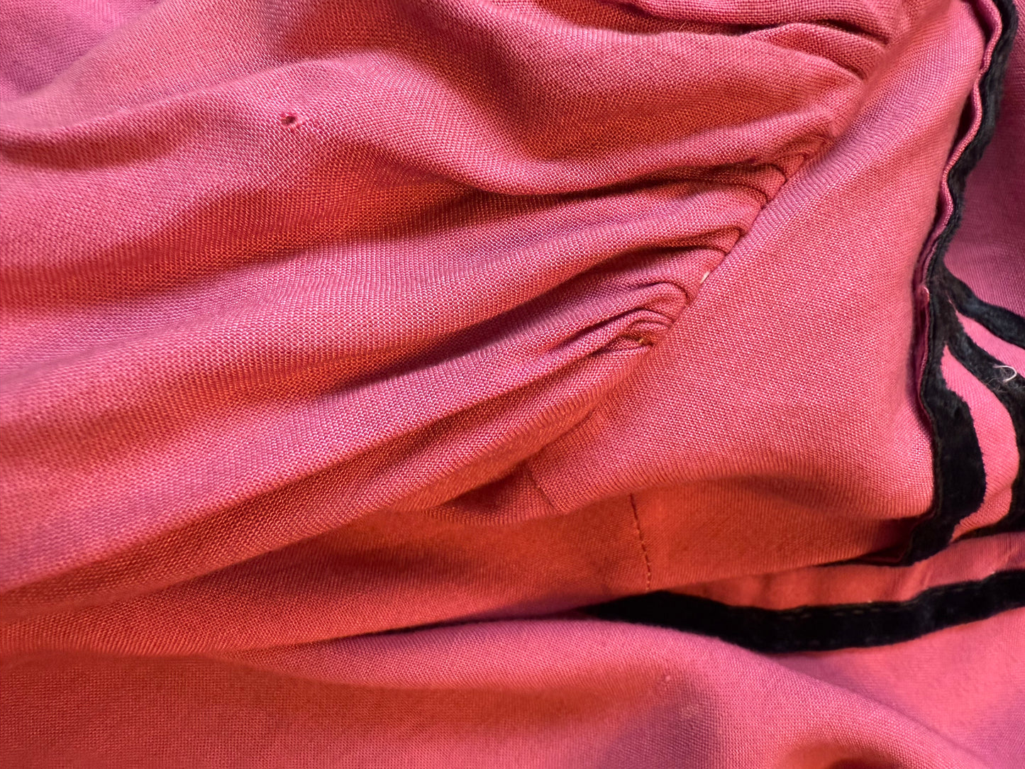 1920's pink theater costume with lace collar and flounce sleeves