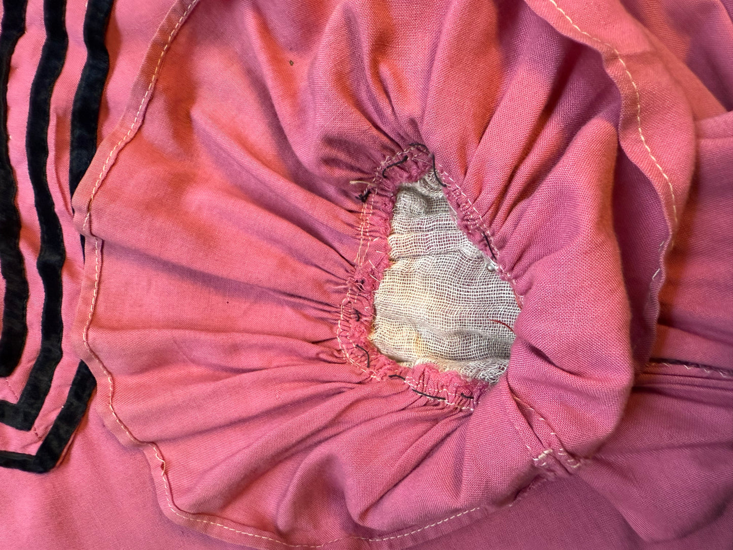 1920's pink theater costume with lace collar and flounce sleeves