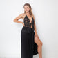 Jean Paul Gaultier 90's black wool and rayon wrap skirt with belt