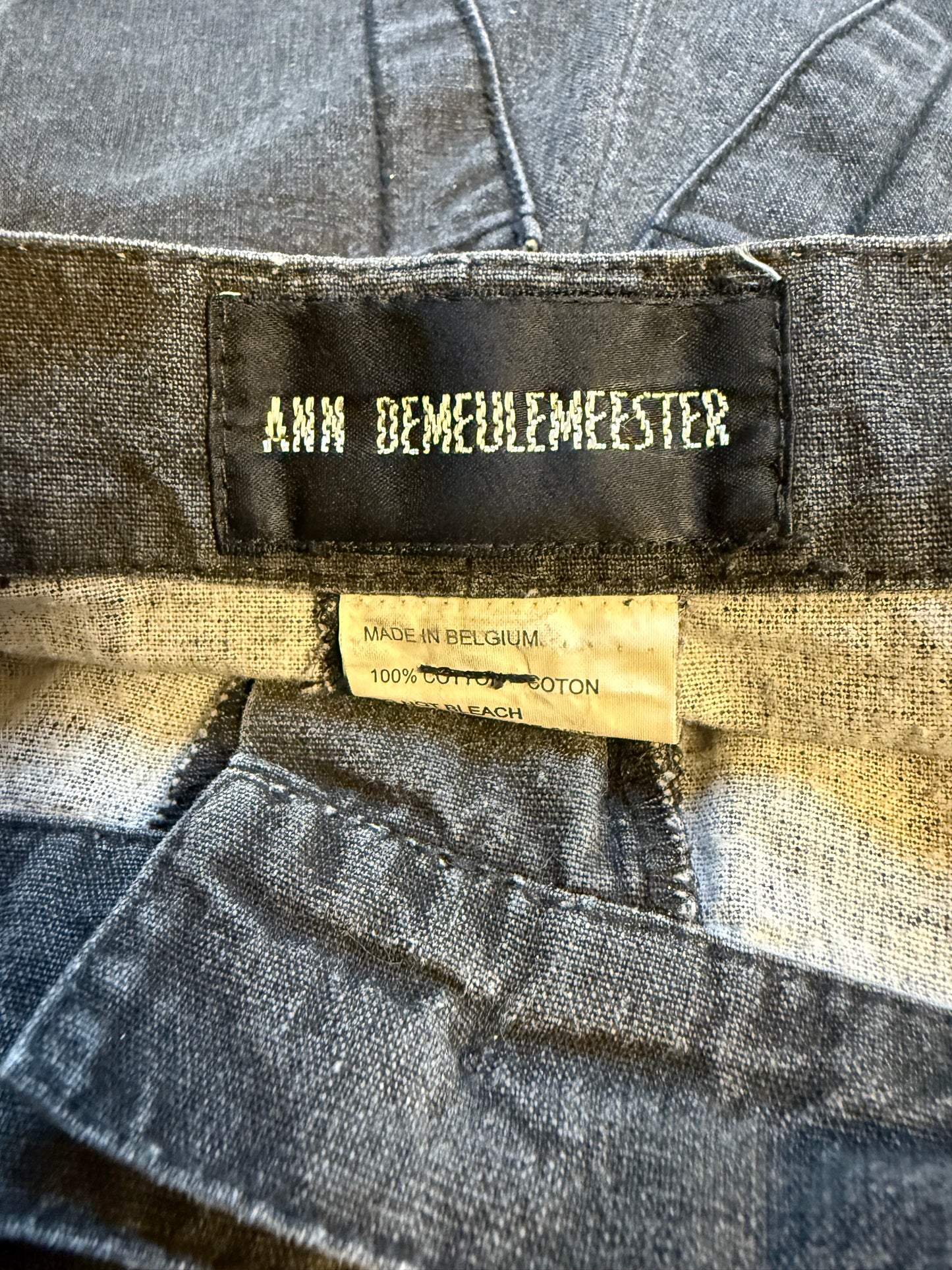 Ann Demeulemeester 2000's grey denim maxi skirt with sparkle