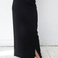Jean Paul Gaultier 90's black wool and rayon wrap skirt with belt