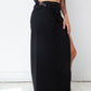 Jean Paul Gaultier 90's black wool and rayon wrap skirt with belt