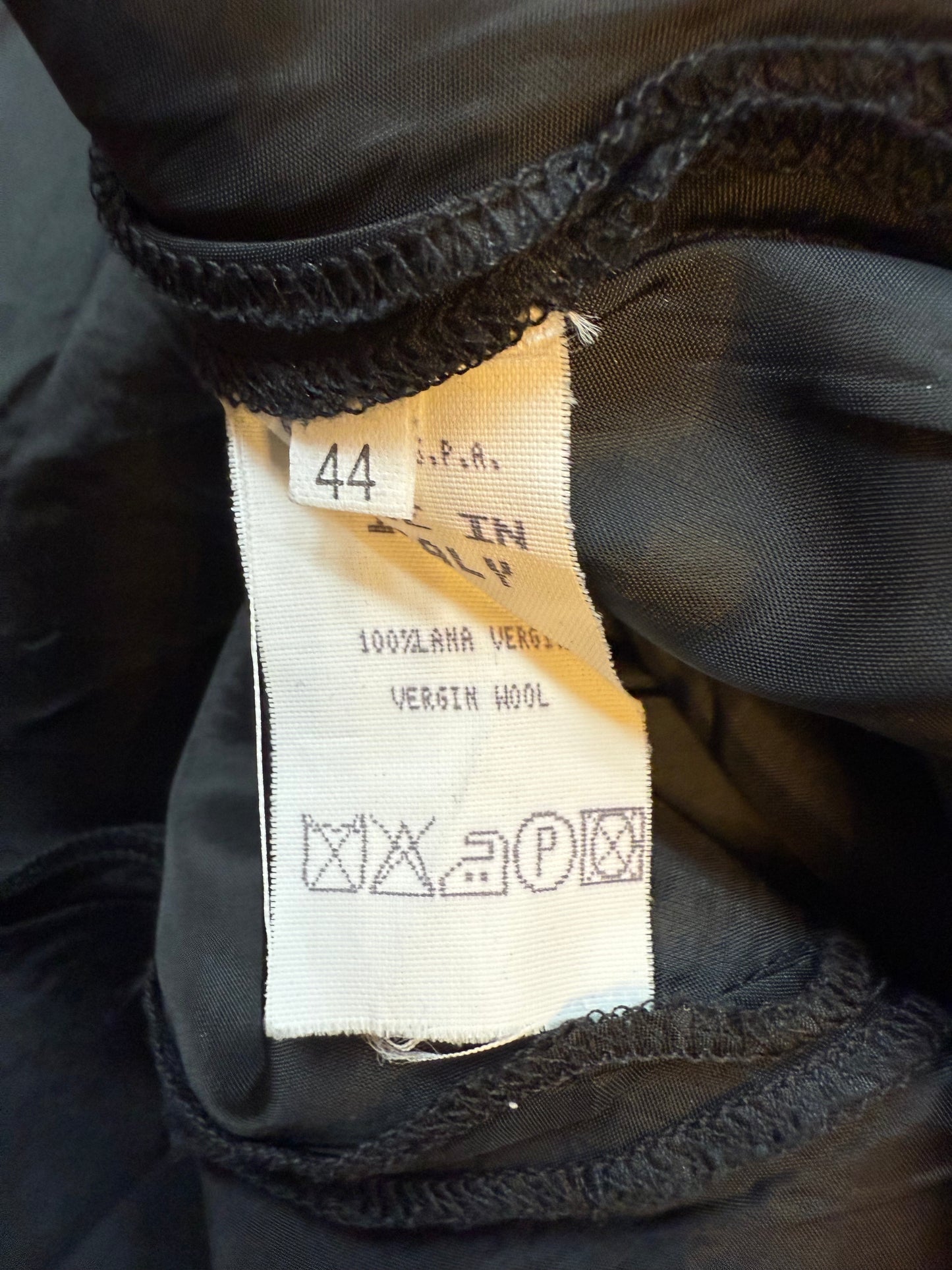 Jean Colonna 90's black wool slip dress with deep back slit and visible lining