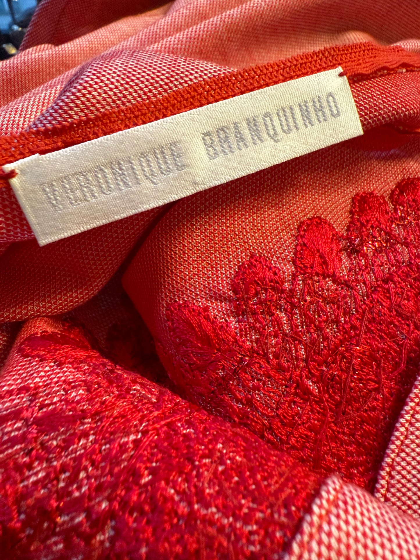 Veronique Branquinho piqué cotton red tank top with sequin bird