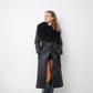 vintage 2000's black leather coat with removable Mongolian fur collar