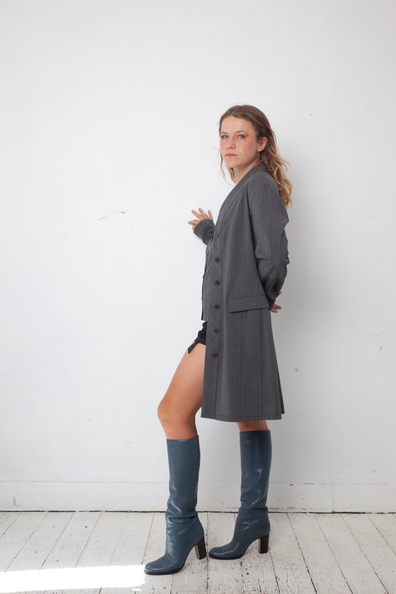 Mani by Armani 90's grey viscose & wool set (cardigan with matching sleeveless vest)