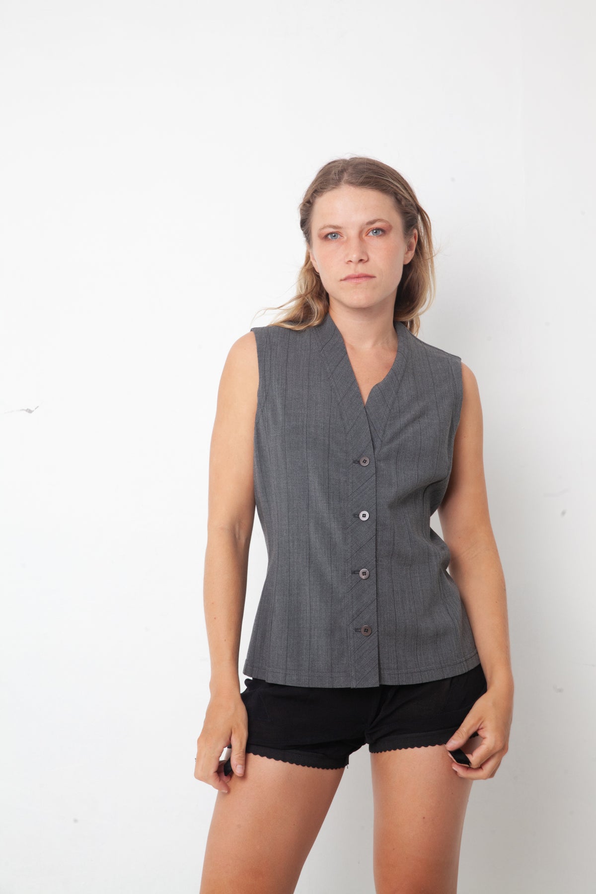 Mani by Armani 90's grey viscose & wool set (cardigan with matching sleeveless vest)